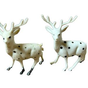Vintage Christmas Miniature Plastic Black White Reindeer